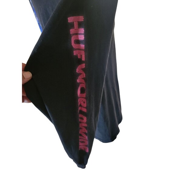 Huf Worldwide Long Sleeve Black‎ Tee Pink Graphics triangles Y2K Retro - Picture 6 of 7
